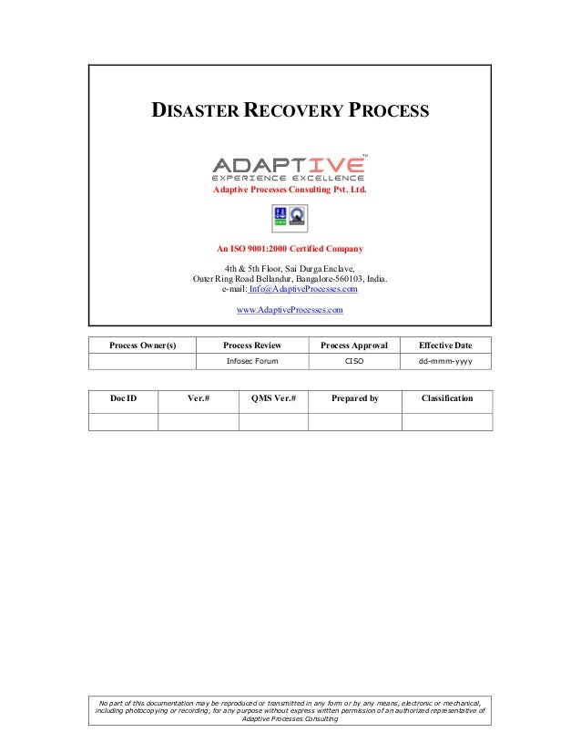 Iso 9001 Disaster Recovery