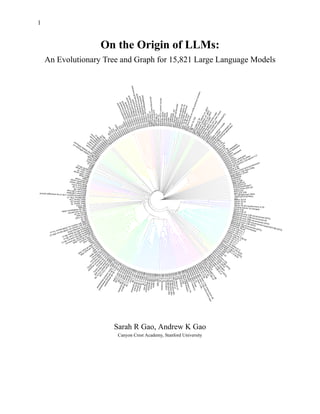 1
On the Origin of LLMs:
An Evolutionary Tree and Graph for 15,821 Large Language Models
Sarah R Gao, Andrew K Gao
Canyon Crest Academy, Stanford University
 