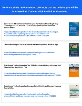 Sustainable Technologies For Water And Wastewater Treatment Noel Jacob ...