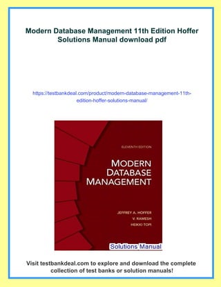 Modern Database Management 11th Edition Hoffer Solutions Manual | PDF