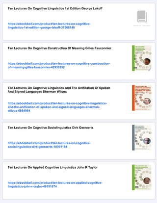 Ten Lectures On Cognitive Semantics Leonard Talmy | PDF