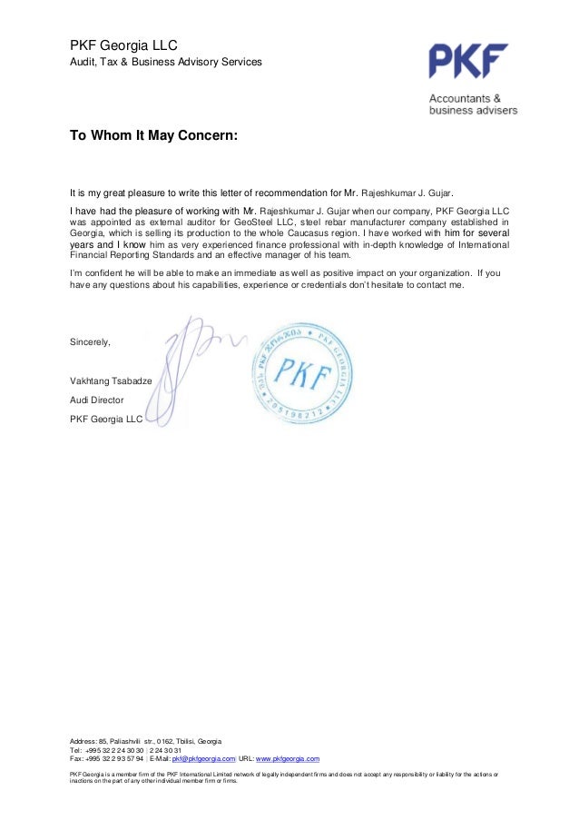 recommendation letter from mr vakhtang external auditors audit recommendation letter sample