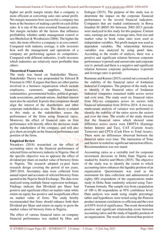 Effect of Financial Ratios on Firm Performance Study of Selected ...