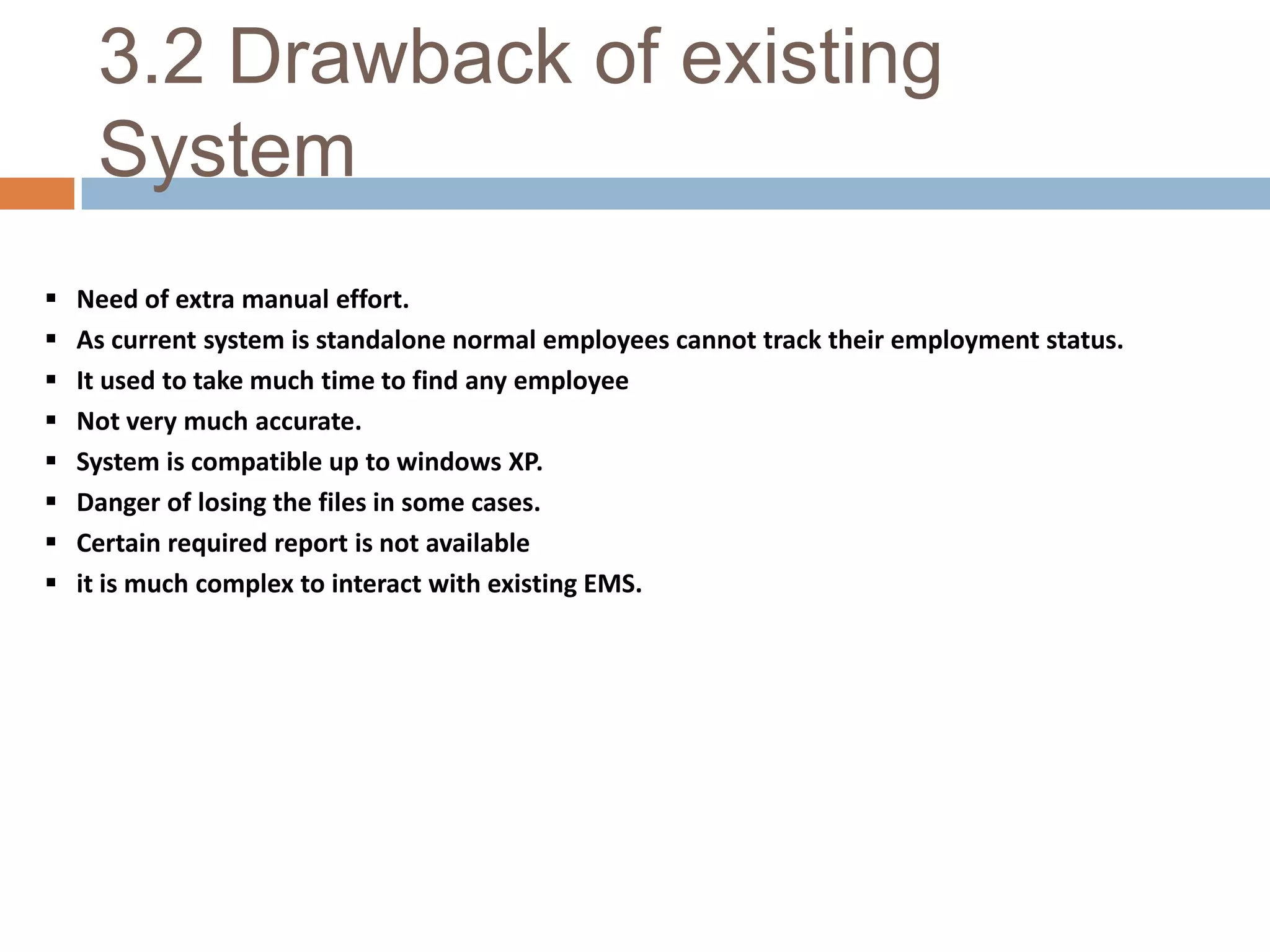 3.2 Drawback of existing System 