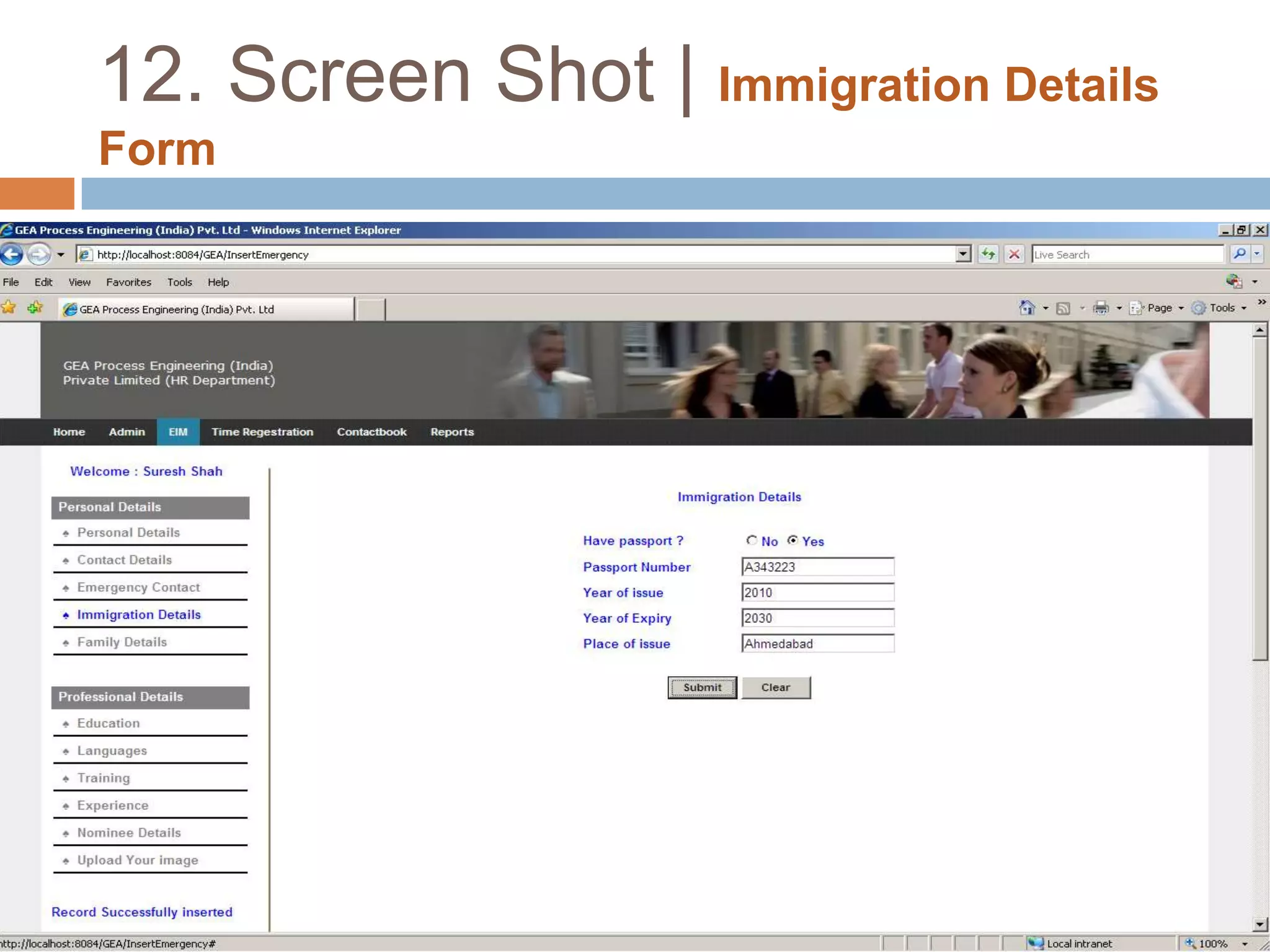    General Standard11 TestingTesting is vital to the success of the system. System testing makes logical assumption  that if all the parts of system are correct, the goal will be successfully achieved. This  system is tested by following test cases and prepared for final implementation.Test Case 1Case      :	Testing of the Domain LoginResult   :	All the Operations work successfully.Test Case 2Case        :	Testing of the Basic ModuleResult     :	System is not able to detect and generate correct 			information and Exception Problem, validation problem.  Reason   :	This occurred because query is not proper format, script problemSolution  :	After giving the proper function and query, we can able to get  correct result.