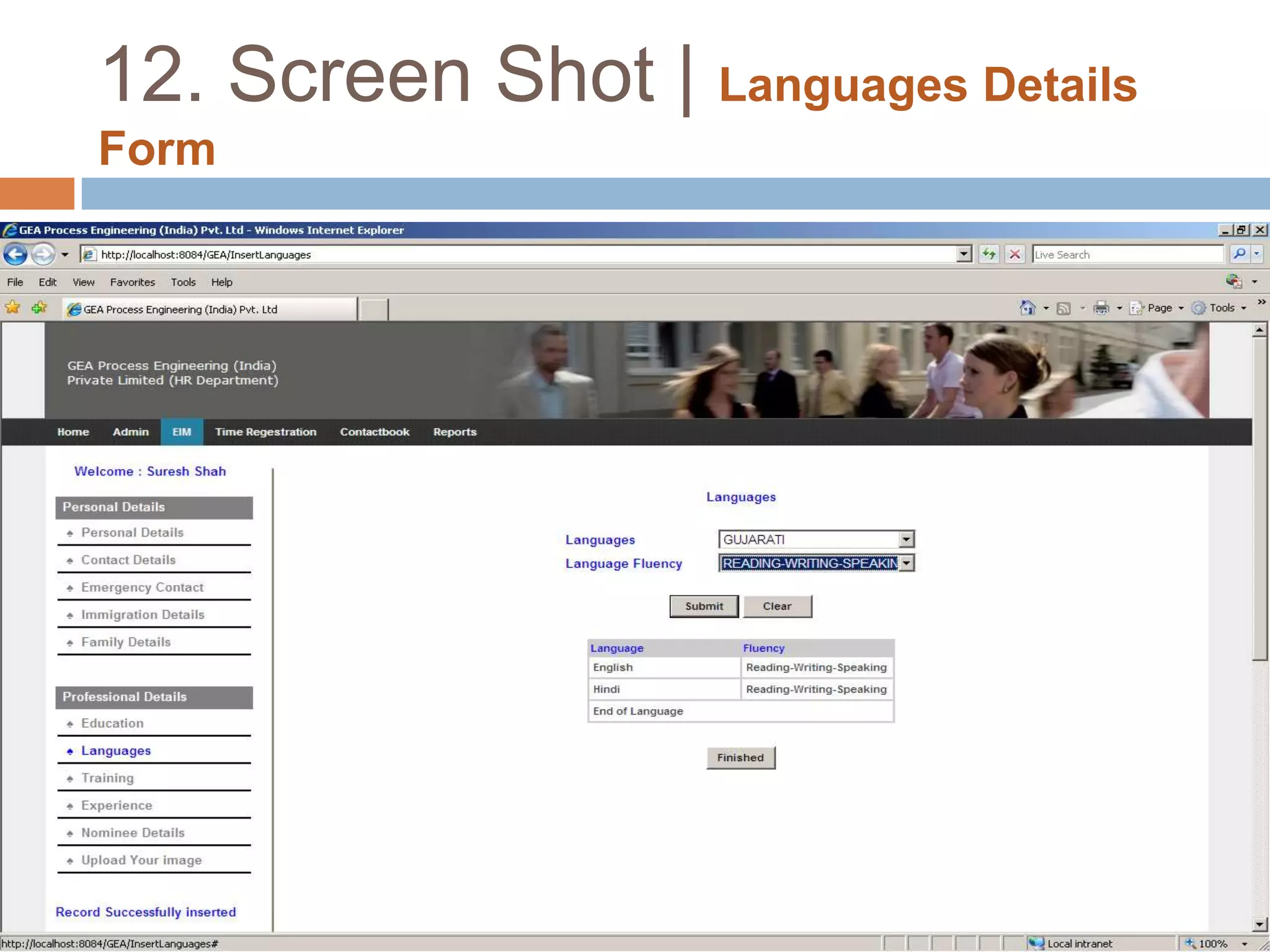 12. Screen Shot | Add Employee