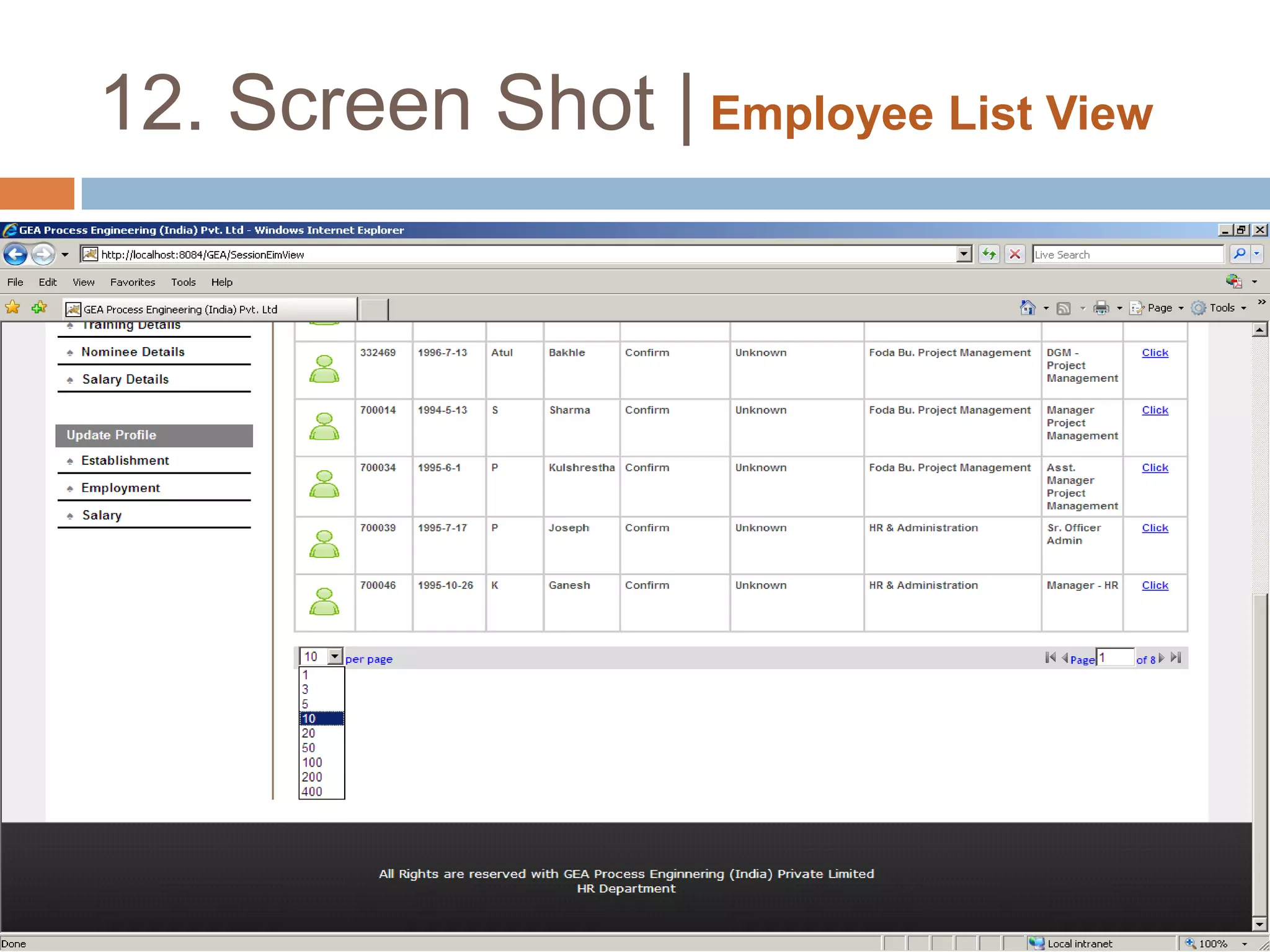 12. Screen Shot | Nomination (EPS) Form