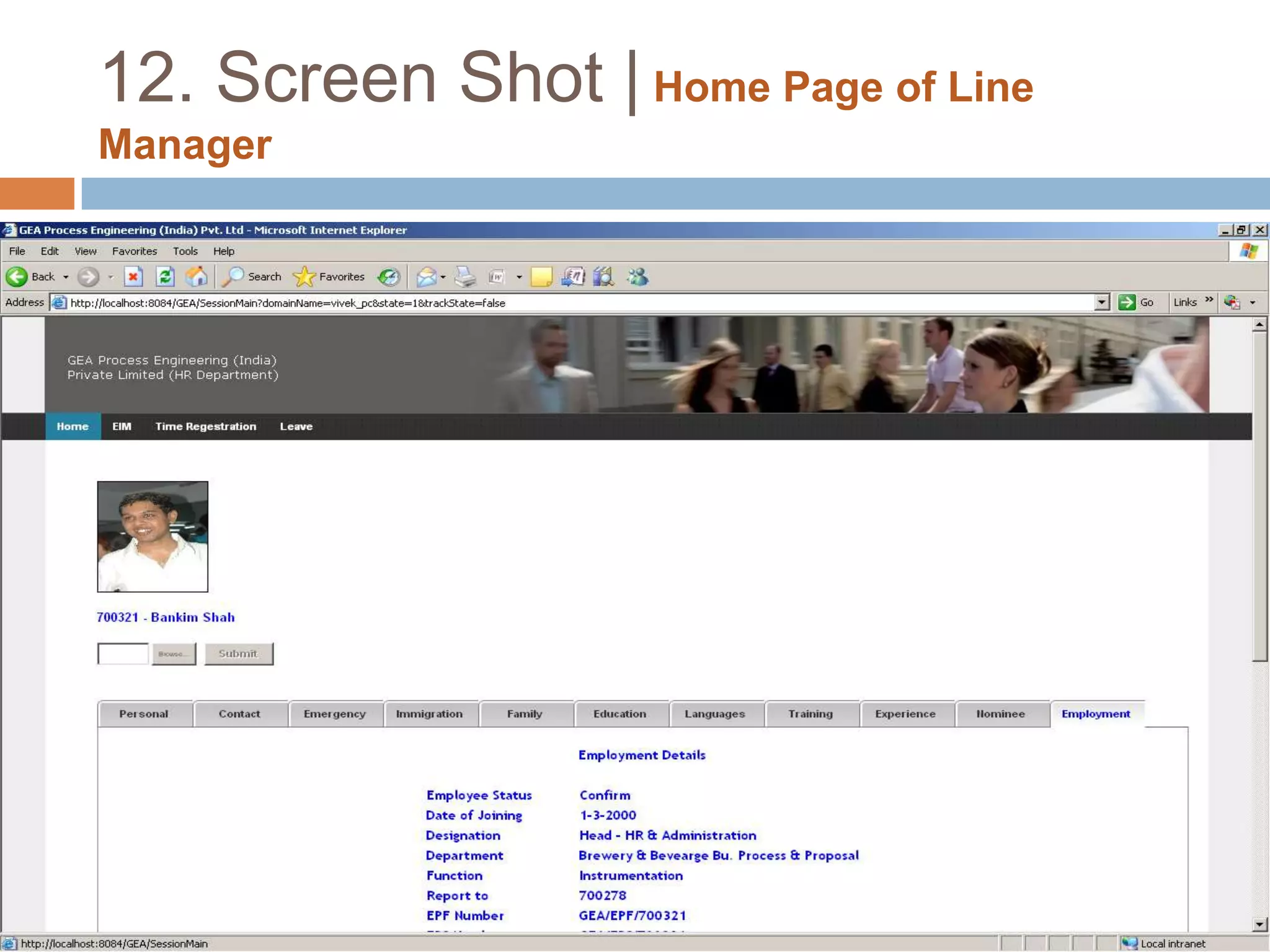 12. Screen Shot | Report to details Form