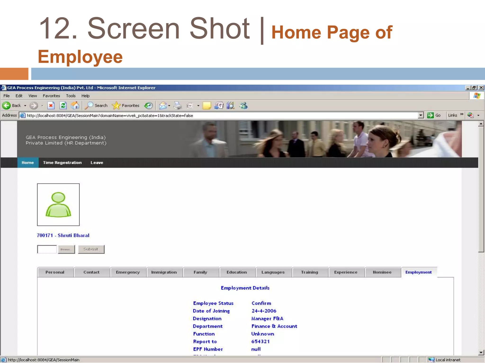 12. Screen Shot | Employee List View