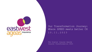 Our Transformation Journey:
Where SPEED meets better CX
1 0 . 1 1 . 2 0 2 3
The Digital Insurer Awards
Insurer Transformation 2023
 