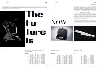 25
24
THE Stylemate
Issue No 03 | 2023
THE Stylemate
Issue No 03 | 2023
					 HANDWERK IST BEI DER CREATIVE INDUSTRIES STYRIA KEINESWEGS OLDSCHOOL. IN DEN STYRIAN PRODUCTS WIRD
HANDWERKSKUNST MIT MODERNEM DESIGN UND COMPUTERTECHNOLOGIE VERSCHMOLZEN. DIESE KOMBINATION ERMÖGLICHT NICHT NUR PRÄZISE
UND HOCHWERTIGE ARBEIT, SONDERN FÜHRT AUCH ZU AUSSERGEWÖHNLICHEN DESIGNS UND PRODUKTEN, DIE EINEN POSITIVEN EINFLUSS AUF DEN
ALLTAG DER MENSCHEN HABEN. HIER SIND UNSERE TOP 3.
Der
renommierte
Brillendesigner
Martin
Lasnik
hat
in
Kooperation
mit
dem
Fußballstar
David
Alaba
eine
innovative
3D-gedruckte
Brille
mit
faszinierenden
goldenen
Details
entworfen.
Diese
Brille
zeichnet
sich
durch
ihre
unkonventionelle
oktogonale
Form
und
die
verspiegel-
ten
Gläser
aus,
was
in
der
Welt
der
Brillen
einen
neuen
Maßstab
setzt
und
als
herausragendes
Beispiel
für
gestalterische
Kreativität
gilt.
Martin
Lasnik
zeichnet
sich
durch
die
Schaffung
außergewöhnlicher
Produkte
aus,
darunter
die
bekannte
Marke
SEEOO
und
insbesondere
die
bemerkenswerte
Kollektion
„13&9
Eyewear
–
Diamond
Shades“,
die
in
Zusammenarbeit
mit
13&9
Design
entstand.
Diese
Kollektion
bricht
mit
konventionellen
Standards
und
erkun-
det
völlig
neue
gestalterische
Wege,
die
sich
fernab
vom
Mainstream
bewegen.
Die
von
13&9
Design
gestalteten
Schmuckstücke
aus
der
GEOMETRIC
COLLECTION
wurden
mithilfe
von
CAD-Program-
men
entworfen
und
vereinen
moderne
CNC-Technologie
mit
traditionellem
österreichischem
Handwerk.
Einzigar-
tig
ist
die
Verwendung
des
hochwertigen
architektonischen
Materials
Corian.
Die
fließenden
For-
men
einer
Ellipse
und
die
kreativen
Möglichkeiten
eines
Hexagons
dienten
als
Inspirationsquelle.
13&9
Design
ist
ein
interdisziplinäres
Designstudio
mit
Sitz
in
Graz,
gegrün-
det
von
Martin
Lesjak,
dem
Geschäfts-
führer
des
renommierten
Architektur-
büros
INNOCAD,
sowie
der
Designerin
Anastasija
Lesjak.
Das
Team
arbeitet
von
der
Konzeptentwicklung
bis
zur
Produktion
eng
mit
spezialisierten
Partnern
zusammen
und
ist
in
ver-
schiedenen
Bereichen
tätig,
darunter
Beleuchtung,
Möbel,
Bodenbeläge,
Mode,
Accessoires,
Ausstellungsdesign
und
Sounddesign.
XAL
hat
mit
seiner
Innovation
namens
RECOVER
die
transformative
Kraft
des
Tageslichts
in
Innenräume
gebracht.
Dieses
Lichtsystem
ist
darauf
ausgerichtet,
den
natürlichen
Biorhythmus
des
Menschen
zu
unterstützen
und
das
Wohlbefinden
sowie
die
Genesung
zu
fördern,
indem
es
den
Verlauf
des
natürlichen
Tageslichts
durch
Farbtemperaturän-
derungen
nachahmt.
Seit
seiner
Gründung
im
Jahr
1989
in
Graz
hat
sich
XAL
zu
einem
Unternehmen
mit
beeindruckenden
1.300
Mitarbeitern
entwickelt.
Die
Spezialisierung
von
XAL
liegt
in
der
Schaffung
zeitgemäßer
und
ästhetisch
ansprechender
Leuchten
und
Licht-
systeme
mit
einem
herausragenden
Designanspruch.
ADVERTORIAL
NOW
The
Fu
ture
is
DA27 X LASNIK
GEOMETRIC COLLECTION JEWELRY –
HEXA TRIPLE
RECOVER – XAL
Designer:
Martin Lasnik
Designer:
13&9 Design
Designer:
XAL
lasnikeyeworks.com xal.com
WAS IST CAD?
CAD STEHT FÜR „COMPUTER AIDED DESIGN“ (COMPUTERGESTÜTZTES
DESIGN) UND IST EINE SPEZIALISIERTE SOFTWARE, DIE IN VERSCHIE-
DENEN BRANCHEN VERWENDET WIRD, UM TECHNISCHE ZEICHNUNGEN,
MODELLE UND ENTWÜRFE ZU ERSTELLEN. CAD-PROGRAMME ERMÖGLI-
CHEN ES DESIGNERN, INGENIEUREN, ARCHITEKTEN UND ANDEREN FACH-
LEUTEN, PRÄZISE UND DETAILLIERTE DARSTELLUNGEN VON PRODUKTEN,
GEBÄUDEN ODER ANDEREN KONSTRUKTIONEN ZU ERSTELLEN.
WIE FUNKTIONIERT EIN 3D-DRUCK?
3D -DRUCK, AUCH ALS ADDITIVE FERTIGUNG BEKANNT, IST EIN FERTI-
GUNGSVERFAHREN, BEI DEM DREIDIMENSIONALE OBJEKTE SCHICHTWEISE
AUFGEBAUT WERDEN, INDEM MATERIAL SCHRITTWEISE HINZUGEFÜGT
WIRD, ANSTATT ES AUS EINEM BLOCK ZU ENTFERNEN (WIE ES BEISPIELS-
WEISE BEI TRADITIONELLER SUBTRAKTIVER FERTIGUNG DER FALL IST,
BEI DER MATERIAL ABGETRAGEN WIRD, UM DAS GEWÜNSCHTE OBJEKT ZU
FORMEN). DER PROZESS ERFOLGT AUF DER GRUNDLAGE DIGITALER 3D-MO-
DELLE, DIE AM COMPUTER ERSTELLT ODER AUS 3D-SCANS ABGELEITET
WERDEN – MEISTENS MIT CAD-PROGRAMMEN.
„STYRIAN PRODUCTS“ IST EIN PROGRAMM DER CREATIVE INDUSTRIES STY-
RIA, DAS DESIGN AUS DER STEIERMARK IN DEN FOKUS STELLT – ONLINE
WIE OFFLINE. ES HANDELT SICH DABEI UM EINE FEINE KOLLEKTION VON
RUND 100 HERAUSRAGENDEN PRODUKTEN, DIE IN DER STEIERMARK ENT-
WICKELT, GESTALTET UND PRODUZIERT WERDEN.
cis.at/projekte/styrian-products/
xtec.at
13and9design.com
Fotos:
Markus
Mansi,
XAL
Fotos:
Robert
La
Roche
 