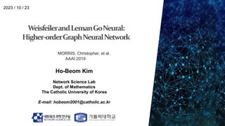 Ho-Beom Kim
Network Science Lab
Dept. of Mathematics
The Catholic University of Korea
E-mail: hobeom2001@catholic.ac.kr
2023 / 10 / 23
MORRIS, Christopher, et al.
AAAI 2019
 