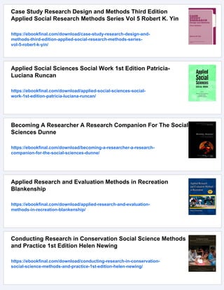 Research in Practice Applied Methods for the Social Sciences 2nd ...