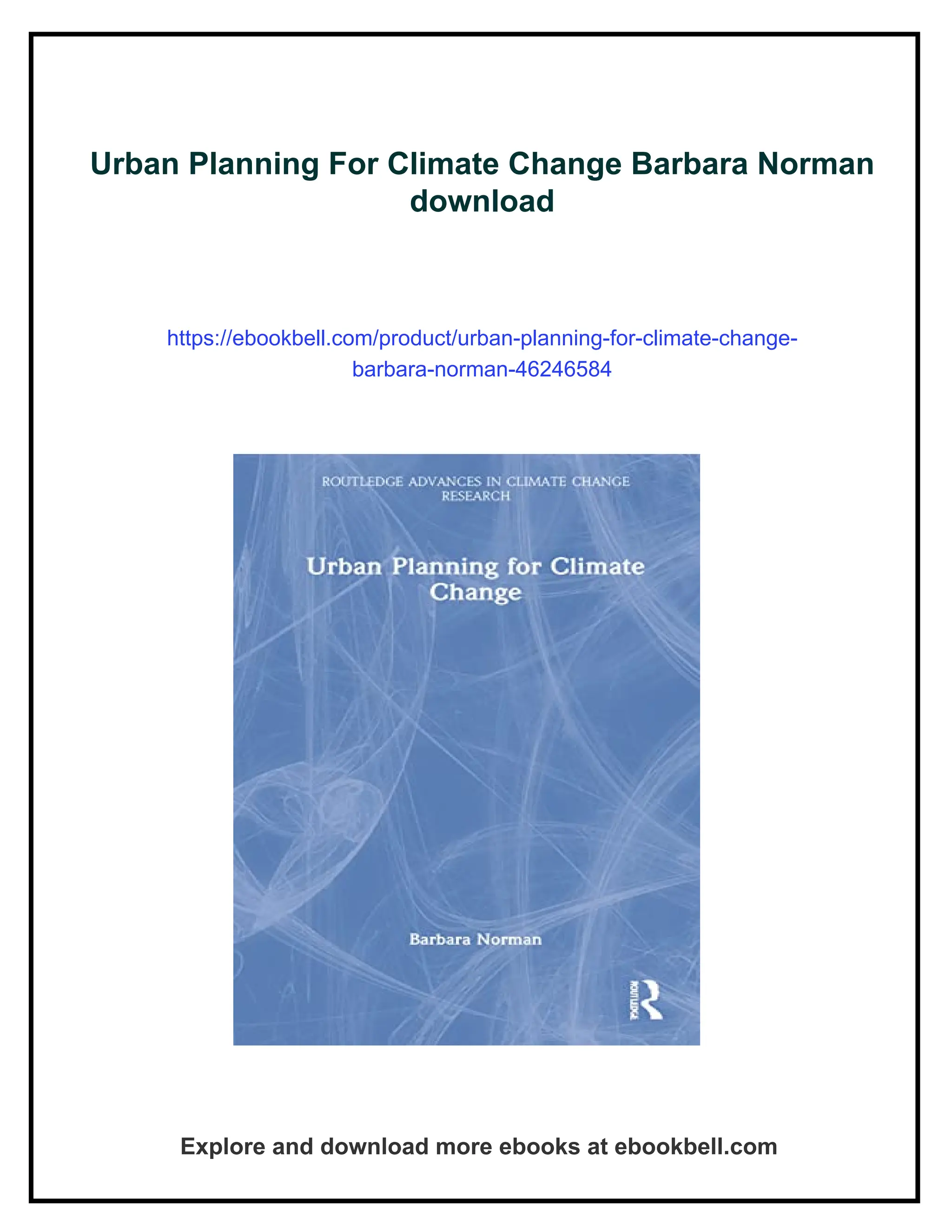 Urban Planning For Climate Change Barbara Norman | PDF