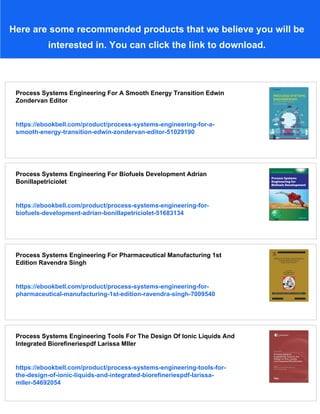 Process Systems Engineering For A Smooth Energy Transition Edwin ...