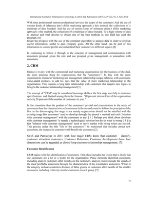 APPLYING DATA MINING IN CUSTOMER RELATIONSHIP MANAGEMENT | PDF