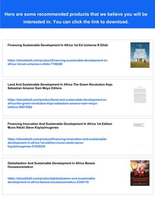 Sustainable Development In Africa Fostering Sustainability In One Of ...