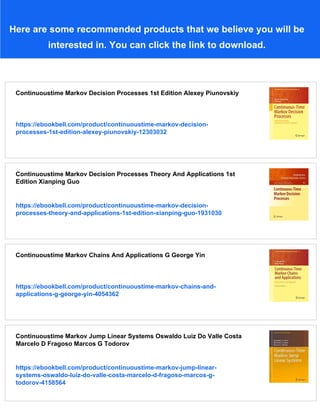 Continuous Time Markov Processes Thomas M Liggett | PDF