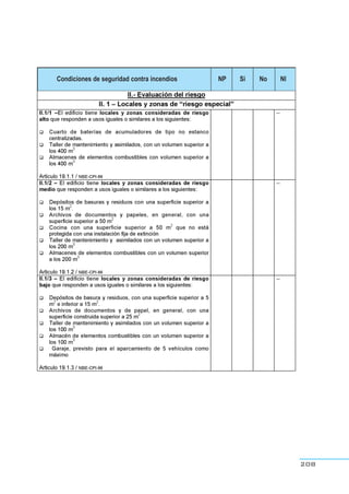 208
Condiciones de seguridad contra incendios NP Si No NI
 