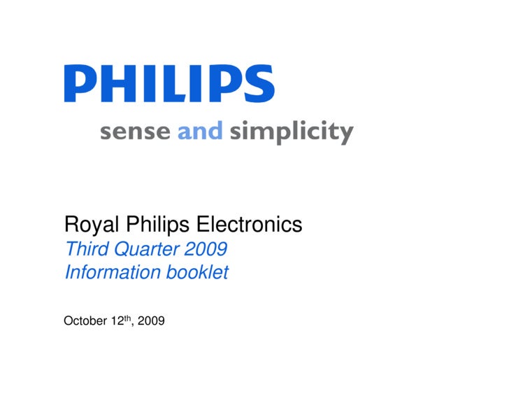 Q3 2009 Earning Report Of Royal Philips Electronics - 