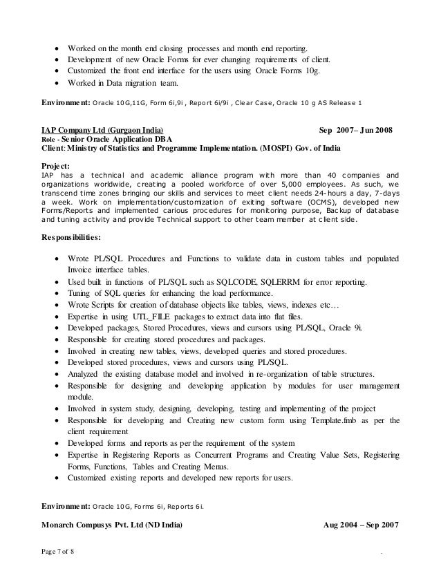 Custom developer form oracle report resume