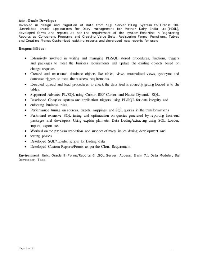 Custom developer form oracle report resume