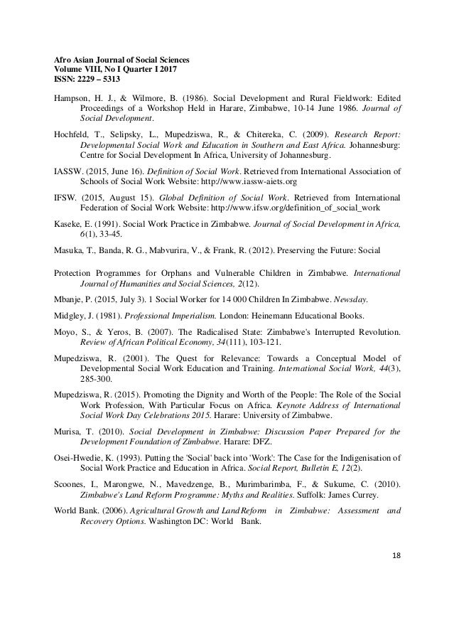 The Social Work Profession in Zimbabwe: A Critical Approach on the Po…