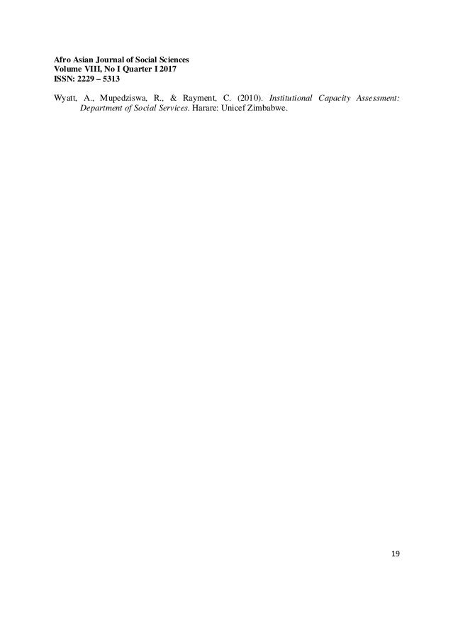 The Social Work Profession in Zimbabwe: A Critical Approach on the Po…
