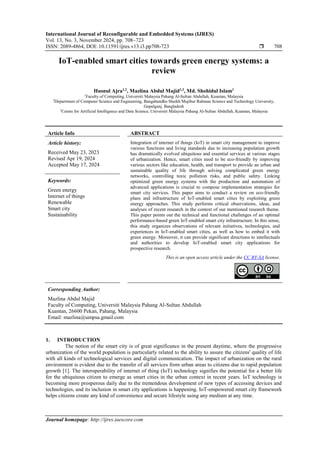 IoT-enabled smart cities towards green energy systems: a review | PDF