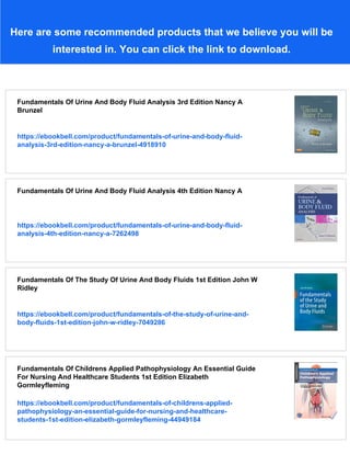 Fundamentals Of Urine And Body Fluid Analysis 5th Nancy A Brunzel | PDF