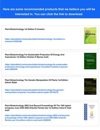 Plant Biotechnology Current And Future Applications Of Genetically ...