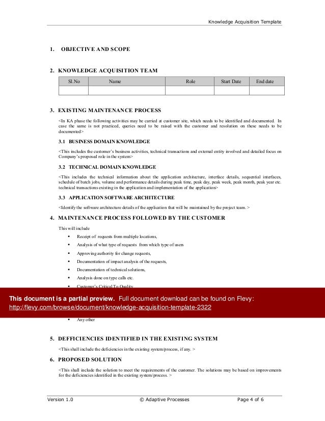 Knowledge Acquisition Template