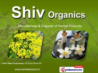 Manufacturer & Exporter of Herbal Products




© Shiv Sales Corporation, All Rights Reserved


               www.herbalextract.in
 