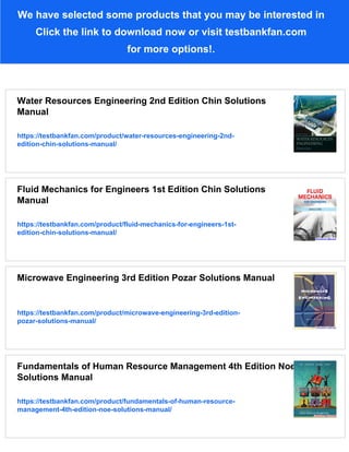 Water-Resources Engineering 3rd Edition Chin Solutions Manual | PDF