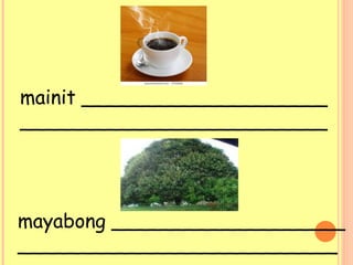 mainit ____________________
_________________________
mayabong ___________________
__________________________
 