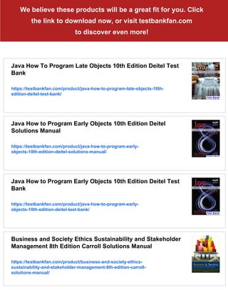 Java How To Program Late Objects 10th Edition Deitel Solutions Manual | PDF