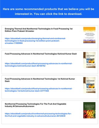 Nonthermal Processing In Agrifoodbio Sciences Sustainability And Future ...