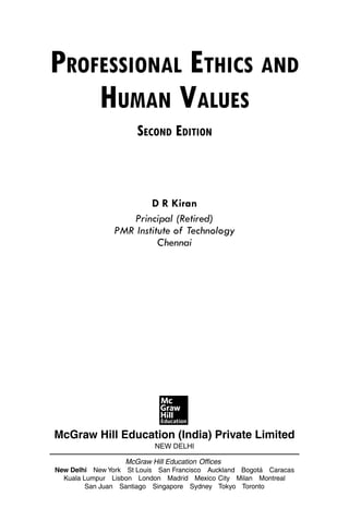 Professional Ethics and Human Values 2nd Edition D R Kiran | PDF