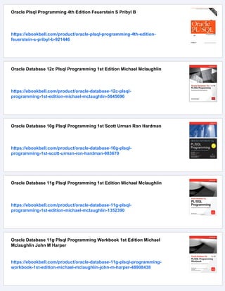 Oracle Plsql Programming Sixth Edition Steven Feuerstein Bill Pribyl | PDF