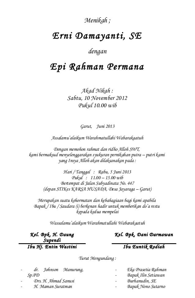 Contoh Turut Mengundang Di Surat Undangan - Delinewstv