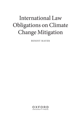 International Law Obligations On Climate Change Mitigation Benoit Mayer ...