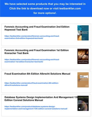 Forensic Accounting and Fraud Examination 2nd Edition Hopwood Solutions ...