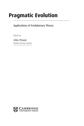 Evolution Application Pragmatic Evolution Applications Of Evolutionary Theory Dr Aldo Poiani ...