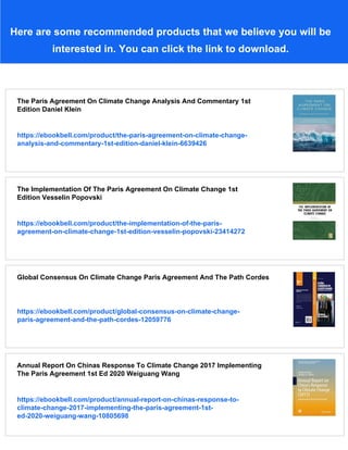 The Paris Agreement On Climate Change Geert Van Calster Leonie Reins | PDF