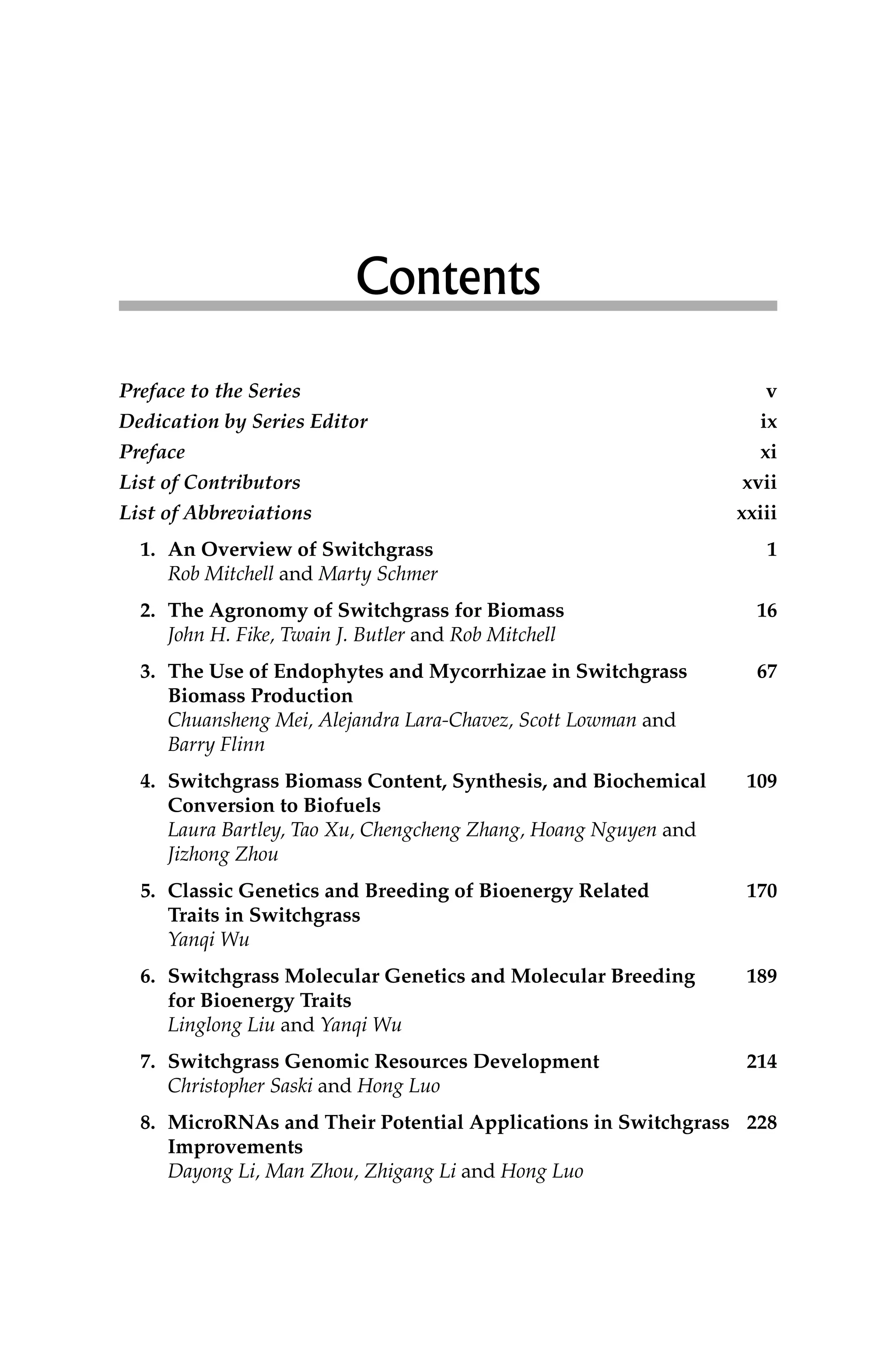 Compendium Of Bioenergy Plants Switchgrass Hong Luo Yanqi Wu | PDF