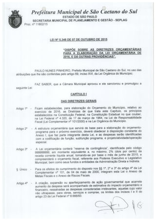 lei orçamentaria de 2016 do município de São Caetano do Sul 