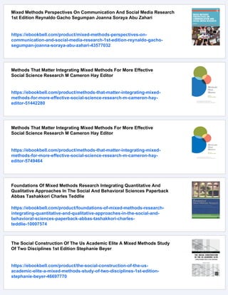 Mixed Methods Social Networks Research Design And Applications Draft ...