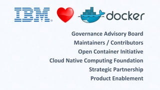 Governance Advisory Board
Maintainers / Contributors
Open Container Initiative
Cloud Native Computing Foundation
Strategic Partnership
Product Enablement
 