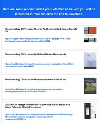 Phenomenology Of Perception Tra Maurice Merleauponty Taylor Carman | PDF