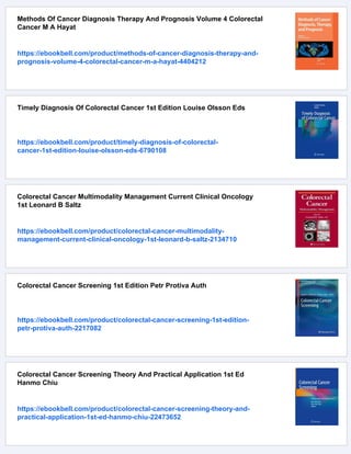 Colorectal Cancer Diagnosis And Clinical Management John Scholefield | PDF